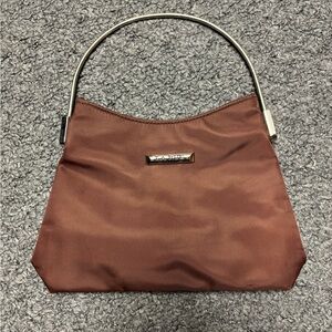 Brown shoulder mini bag with silver metal latch #y2k #glam